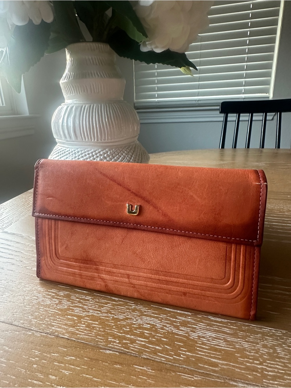 Vintage Bally Switzerland Cognac Leather Continental Wallet Clutch